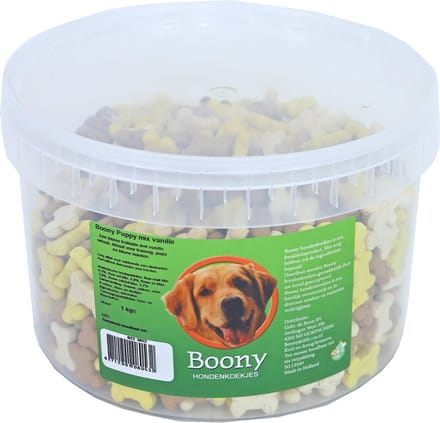 Boony hondenkoek puppy botjes mix vanille, emmer a 1000 gram