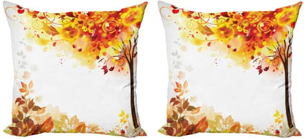ABAKUHAUS Herfst Kussenhoes – 2x45x45 cm – Dubbelzijdig bedrukt – Microvezel