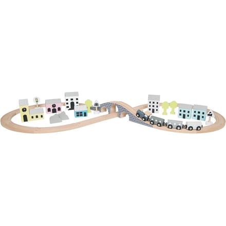 Houten trein circuit speelgoedkist JaBaDaBaDo