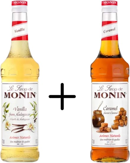 Monin siroop Caramel 70cl + Vanille 70cl