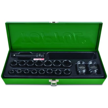 Contactdoos set TOPTUL 1/2 17 stuks 10-32 mm