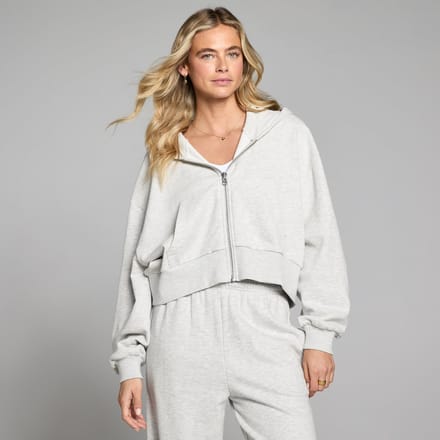 MP Dames Lichtgewicht Loopback Hoodie met Rits - Grijs Gemêleerd - M
