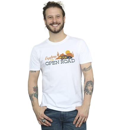 Disney Heren Auto's Verkennen De Open Weg T-Shirt (Wit)