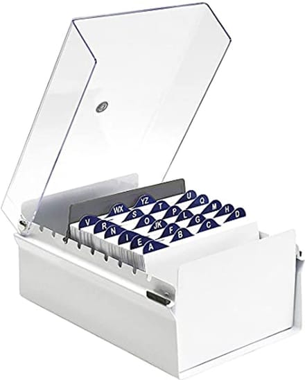 Card File Holder Index Organizer voor 4x6 Kaarten - Metaal en Transparant