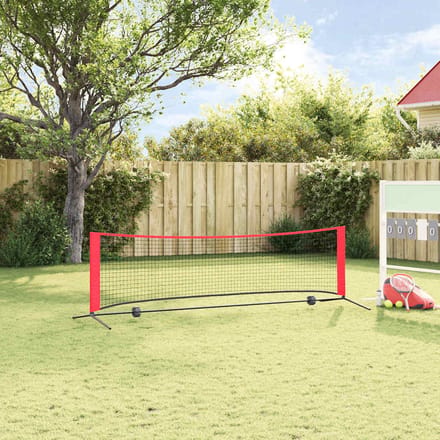 vidaXL - Tennisnet - Zwart - en - Rood - 301 - x - 90,5 - x - 87 - cm - Polyester