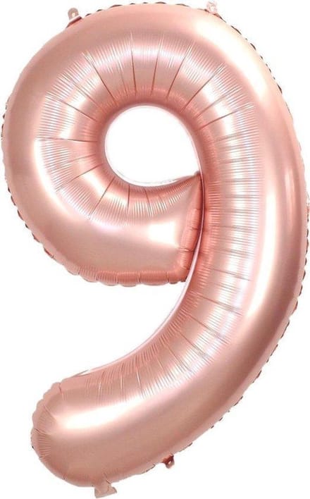 Scoby - Cijerballon - Folieballon - XL 100cm - Rose Goud - Cijfer 9
