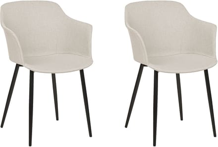 ELIM - Eetkamerstoel set van 2 - Lichtbeige - Polyester