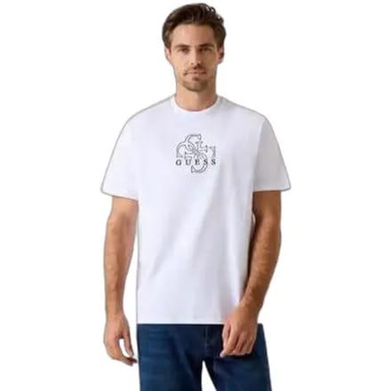 GUESS Ss Bsc Basic Quattro Pure White size XXL | Basic T-Shirts Outlet | Men | White