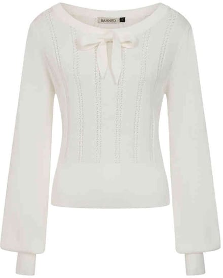 Banned - Angel Pointelle Knit Gebreide trui - XL - Gebroken wit