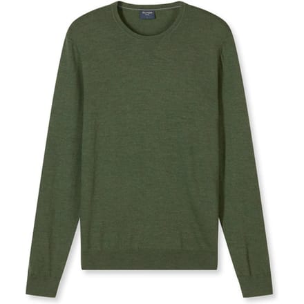 OLYMP modern fit trui wol - O-hals - olijfgroen