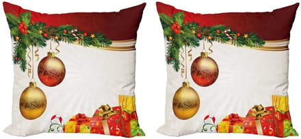 ABAKUHAUS Kussensloop Set 2x40x40 cm – Dubbelzijdig bedrukt – Multicolor
