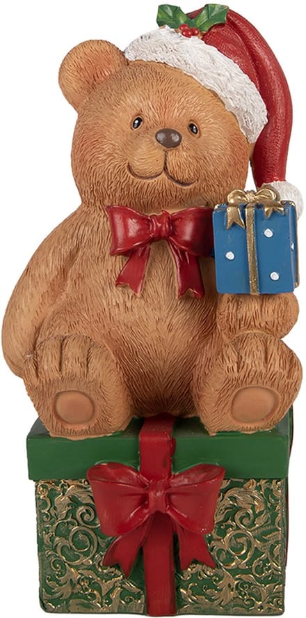 Clayre & Eef Kerstdecoratie Beeld Beer 14x14x25 cm Bruin Kunststof