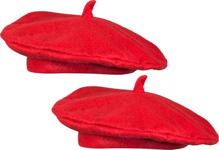 Boland Verkleed hoed - 2x - baret - rood - polyester - franse baret - frans - landen thema - carnaval