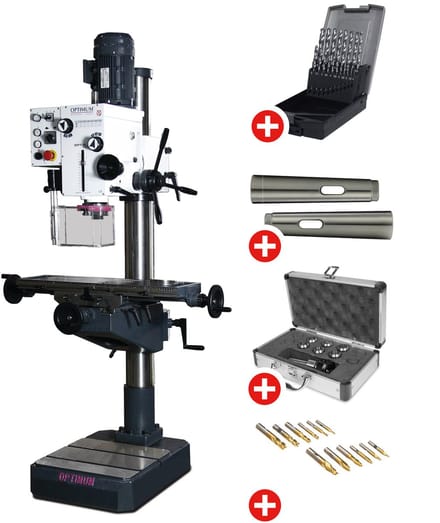 Kolom boorfreesmachine boren tot ø 32 mm MK4/M16 1,5 kW 400V met basis toebehoren Optidrill