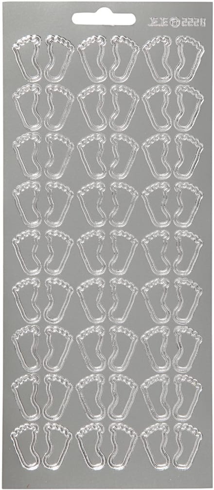 Stickers, voeten, vel 10x23 cm, zilver, 1 vel