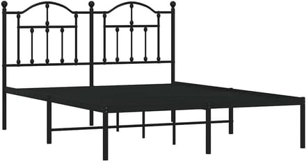 Tweepersoons bedframe met hoofdbord metaal zwart 140x200 cm