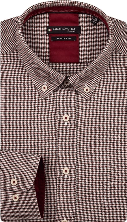 Giordano – Ivy – Heren – Overhemd – Pied-de-Poule – Rood – 527310-40
