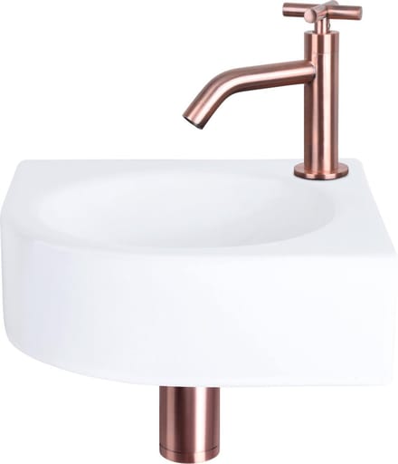 Differnz Cleo Fonteinset - Keramiek - Kraan kruis rood koper - 30 x 30 x 10 cm