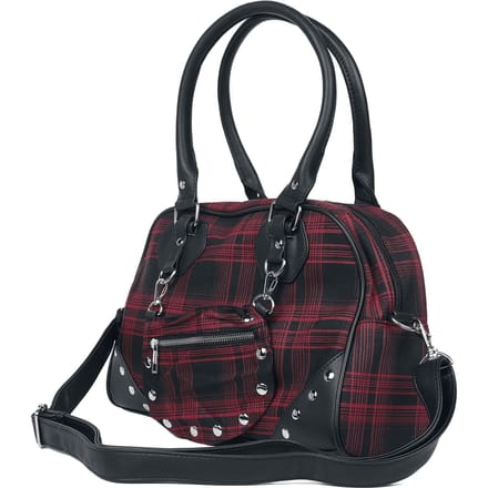 Banned - Gothic Handtas - Warren Plaid - voor Vrouwen - zwart-rood