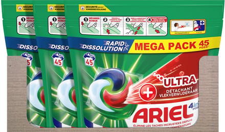 Ariel 4in1 Wasmiddel Pods + Ultra Vlekverwijderaar - 135 wasbeurten