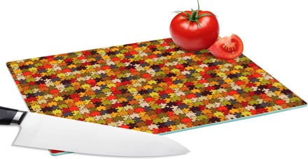 Glazen Snijplank - 28x20 - Puzzel - Patronen - Herfst - Snijplanken Glas