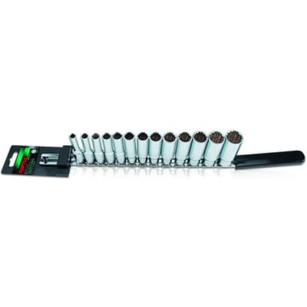 Dopsleutelset lang TOPTUL 3/8 inch 12-kant 13 Stuk (7 mm - 21 mm)