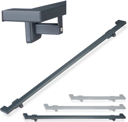 trapleuning - 200 cm - staal - mat - binnen - modern - wandhouder - leuningdragers - antraciet