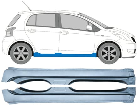 Volledige dorpel voor Toyota Yaris 2006-2011 / Links + Rechts / Set