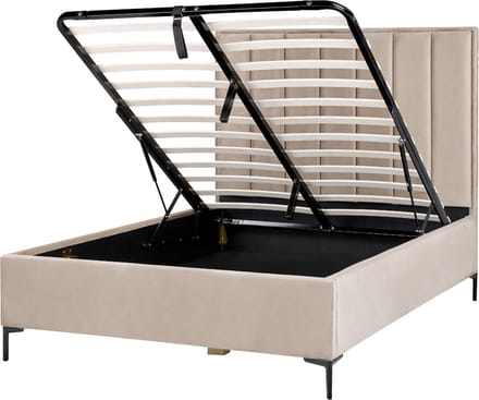 SEZANNE - Bed met opbergruimte - Taupe - 140 x 200 cm - Fluweel