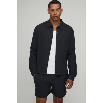Oversized Boxy Shirt and Relaxed Short Set | Charcoal | Size Medium