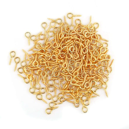 Lot de 200 clous à œil en alliage, filetage, crochets à œil, accessoires de bijouterie (Or) beige