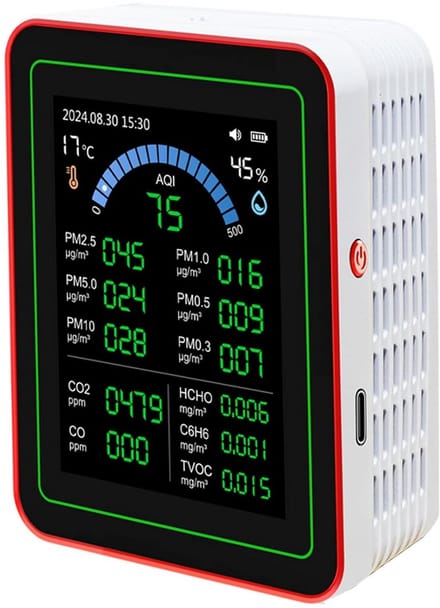 Fijnstofmeter - Luchtkwaliteitsmeter Voor Binnen - Co2 Meter - Zwart - Binnen