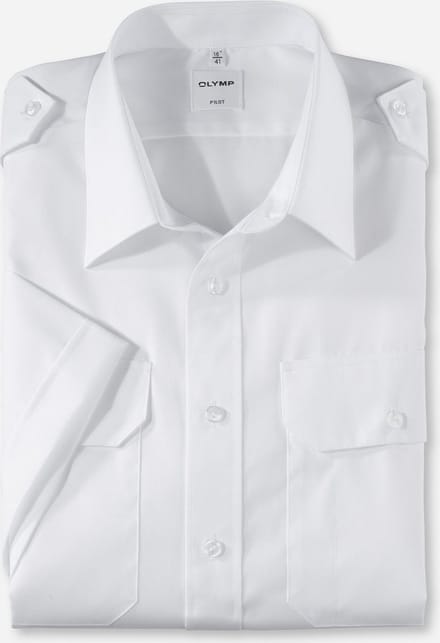 OLYMP piloot Overhemd, Comfort Fit, Kent, Wit