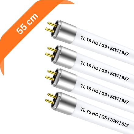 4x T5 TL buizen 55 cm – 827 Warm Wit 2700K – 24W – G5 fitting – 1752 lumen - Ø 1.6 cm