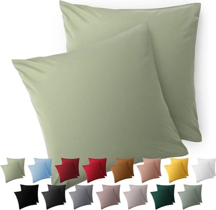 Blumtal Kussensloop Microvezel Kussenhoes 60 x 60 cm - Licht Olijfgroen - Set van 2