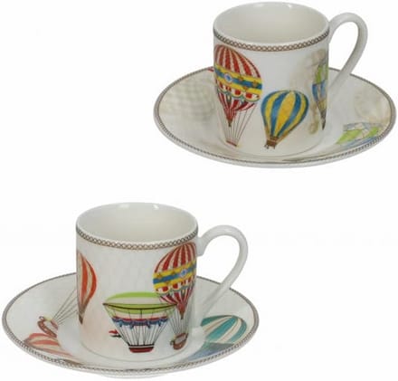 Set van 2 Koffiekopjes en Schotels New Bone China 65ml