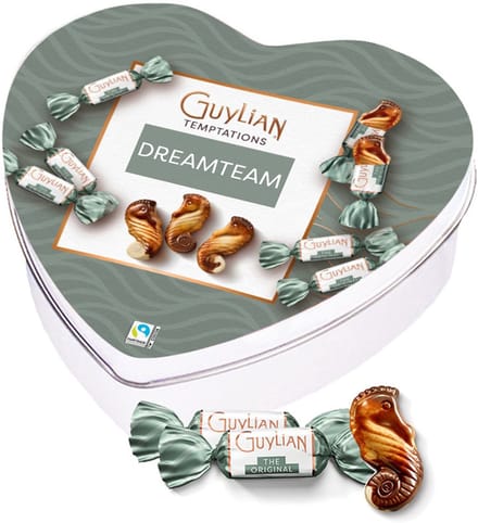 Guylian geschenkdoos hartje "Dreamteam" - Temptations Original Praliné - melkchocolade met praliné - chocoladecadeau - 104.50g