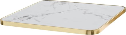 Tafelblad Vierkant - Blad Marmerlook - Eettafel Gebruik - Aluminium Randbescherming - 60 cm - Wit Goud