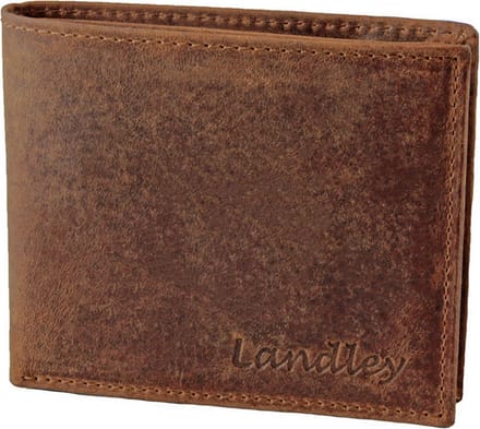 Landley Heren Portemonnee - Compacte Billfold - Robuust Vintage Leer - Bruin