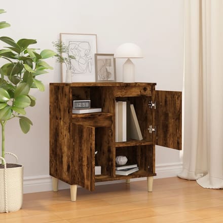 vidaXL - Dressoir - 60x35x70 - cm - bewerkt - hout - gerookt - eikenkleurig