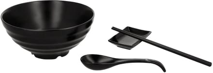 SILVERCREST Ramen noodles set 4-delig zwart - kom, eetstokjes, lepel en dipschaaltje