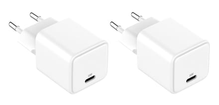 2 stuks OneOne 30W super snellader. Witte oplader met USB C. PD en Quick Charge lader adapter past op Apple iPhone 13 Mini, iPhone 13 Pro, iPhone 13 Pro Max, iPhone 14, iPhone 14 Plus, iPhone 14 Pro, iPhone 14 Pro Max