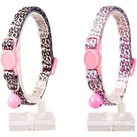 Duvo+ Kattenhalsband Panter Nylon Zwart/Roze 20-30cm / 10mm