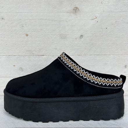 Instap uggies met zigzag randje zwart Zwart / 36