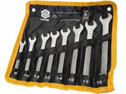 Vorel - Platte Ringsteeksleutelset - 8-delig - Chroom-Vanadium - Met Etui