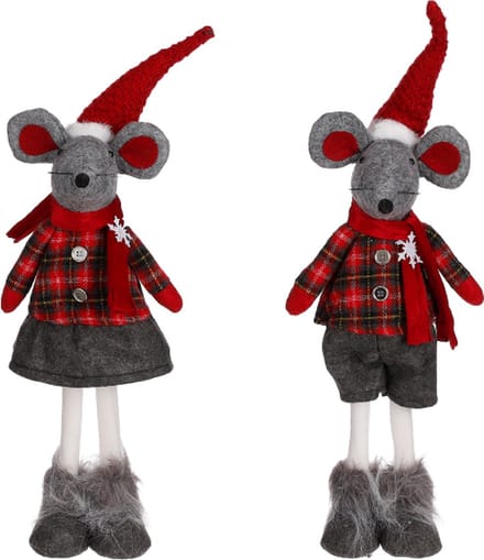 Koppeltje Staande Muizen - 15 x 8,5 x 54 cm - Rood