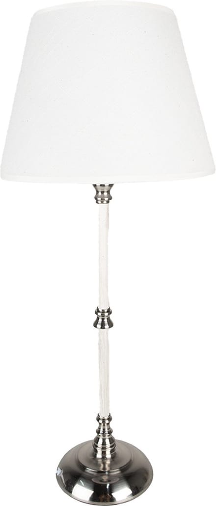 Clayre & Eef Tafellamp Ø 18x44 cm Wit Zilverkleurig IJzer