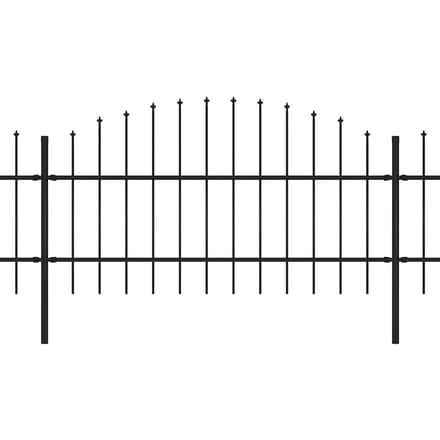 vidaXL - Tuinhek - met - speerpunt - staal - 1506x100 - cm - zwart