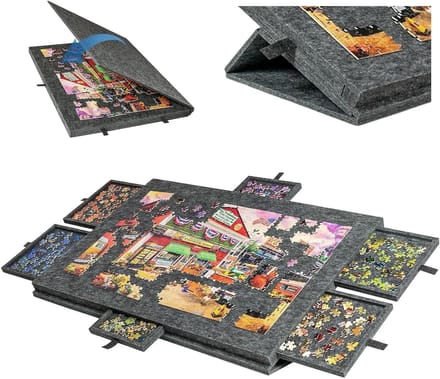 Puzzeltafel - Puzzelbord Puzzelplank - Puzzels Leggen - Kantelbaar Met Laden - 53.6x77 cm - Donkergrijs