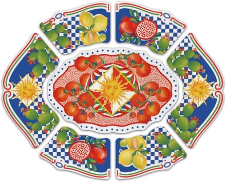 Baci Milano - Appetizer schaal 7 delig Dolce Vita 50x60cm - gemaakt van melamine - Schalen
